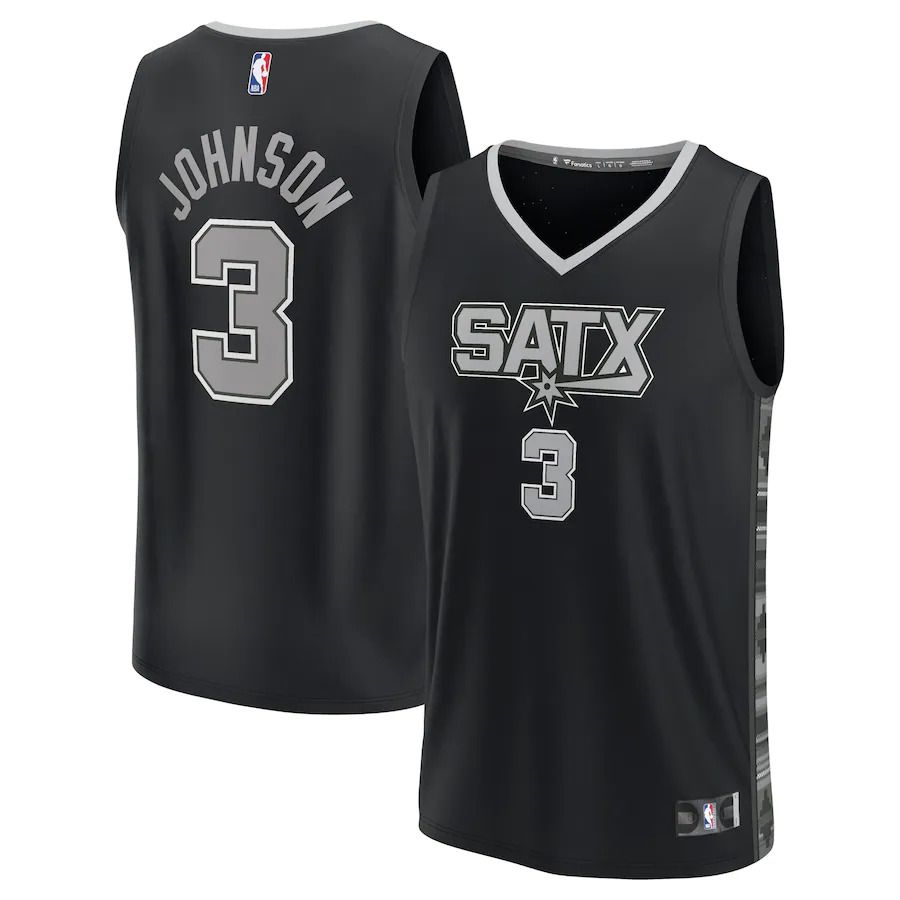 Men San Antonio Spurs #3 Keldon Johnson Fanatics Branded Black Statement Edition 2022-23 Fast Break Replica Player NBA Jersey->customized nba jersey->Custom Jersey